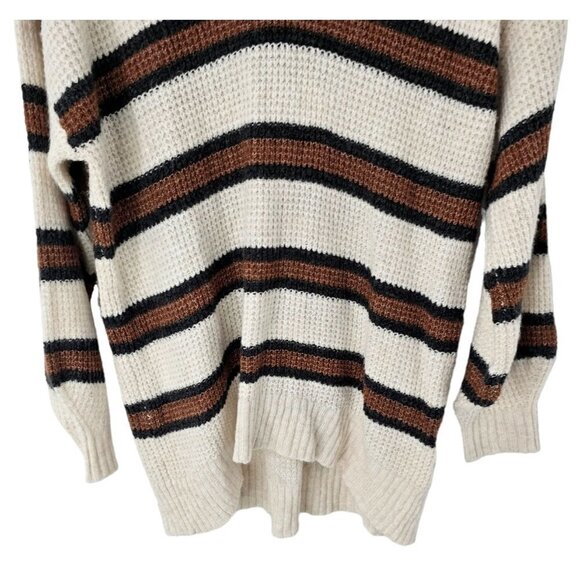 American Eagle Soft Cozy Sweater Size Small Stripe Long Sleeve Boxy Neutral - Picture 3 of 6